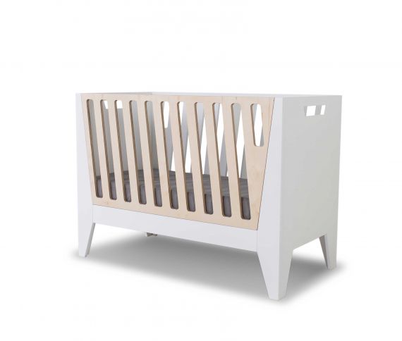 Crib Scandic white / natural wood