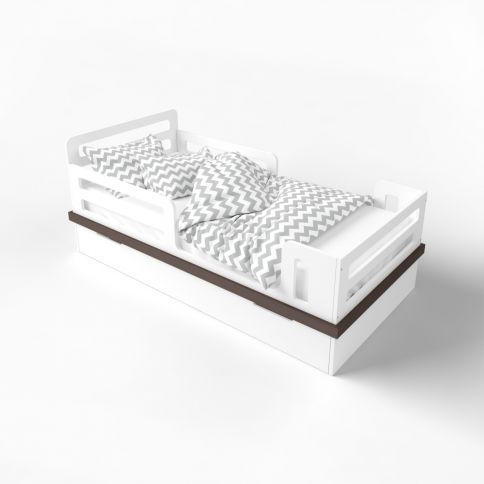 Bed Cloud white / natural wood (with box)