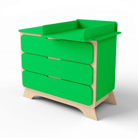 Chest of drawers with changing table Nova green / natural wood