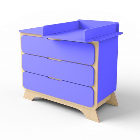 Chest of drawers with changing table Nova indigo / natural wood