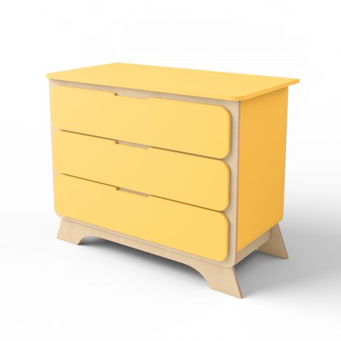 Chest of drawers with changing table Nova orange / natural wood