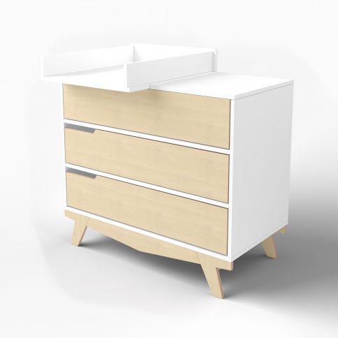 Chest of drawers with changing table Scandic white / natural wood