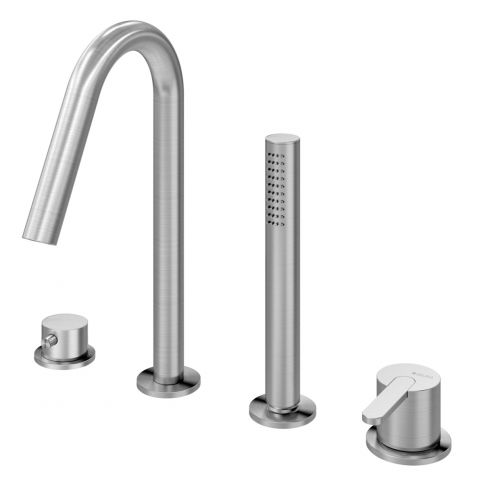 Deck-mounted 4-hole single-lever bath/shower mixer