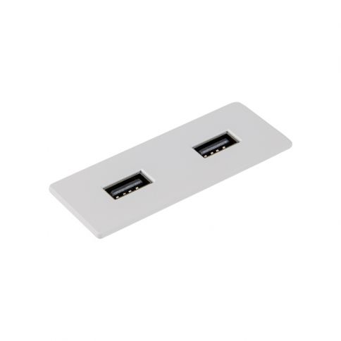 VersaPICK toma USB rectangular, 2 puertos USB (5V / 9V, 3A / 2A), 110-220V blanco