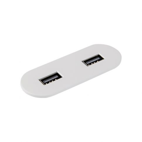 VersaPICK Toma USB ovalada, 2 puertos USB (5V / 9V, 3A / 2A), 110-220V blanco