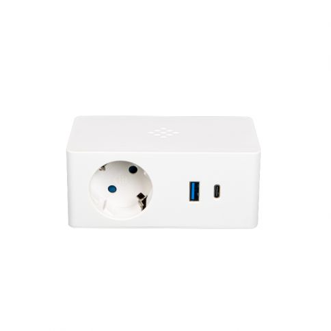 Versa Q Bloque de tomas, 1 toma + 2 puertos USB (A+C) (5V, 3A), 110-220V, 16A blanco