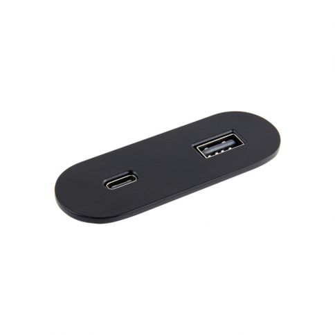 VersaPICK Toma USB ovalada, 1 puerto USB, 5V (A + C) 110-220V negro