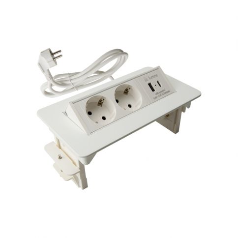 Enchufe empotrable Lumine SPACE 2xenchufes, 2xUSB A+C (15,5W) blanco