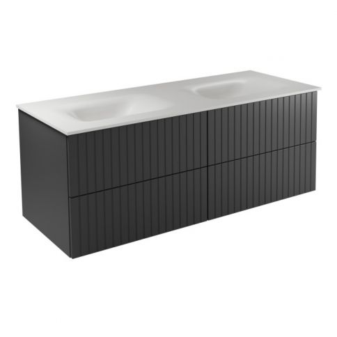 Akya Linea 131 Gun Metal Matt + lavabo blanco mate