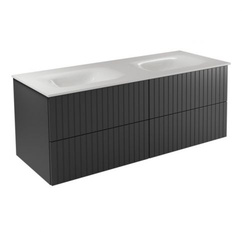 Akya Linea 131 Gun Metal Matt + lavabo blanco brillante