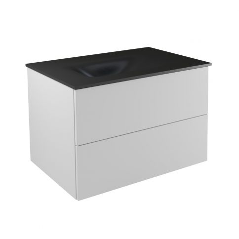 Besco Akya Classic blanco brillante + lavabo gun metal