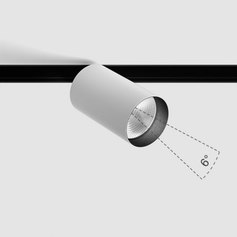 IN_LINE TUB M NB, D52mm, H90mm, LED 10W, 6°, 3000K, blanco