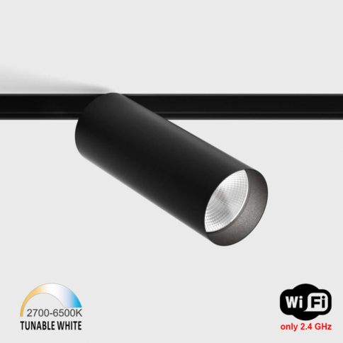 IN_LINE TUB M A 140 TW, D52mm, H140mm, LED 18W, TW DIM: 2700K(1140Lm)-6500K(1386Lm), 48V DC, IP20, negro