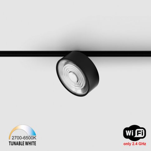 IN_LINE SOL TW, D95mm, H33mm, LED 13W, TW DIM: 2700K(881Lm)-6500K(1025Lm), 48V DC, IP20, Negro