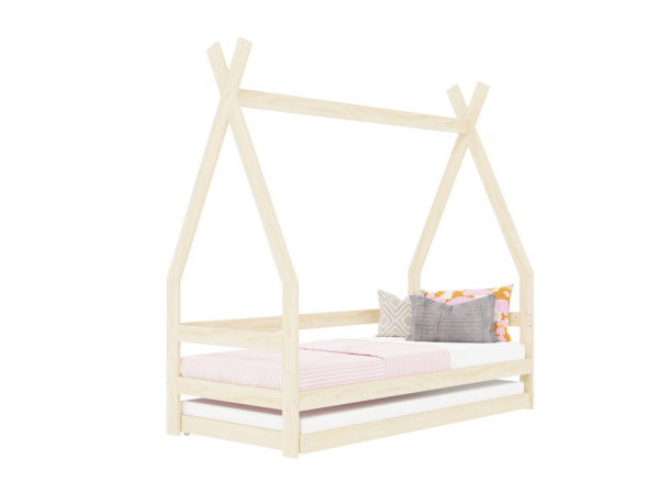 Benlemi SAFE en forma de tipi con somier firme y cama supletoria 90x160 cm