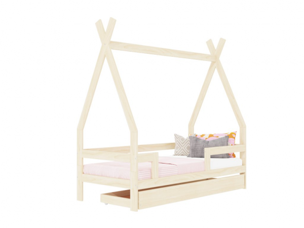 Benlemi SAFE en forma de tipi con tres protectores de cama y cajón de almacenaje 90x160 cm