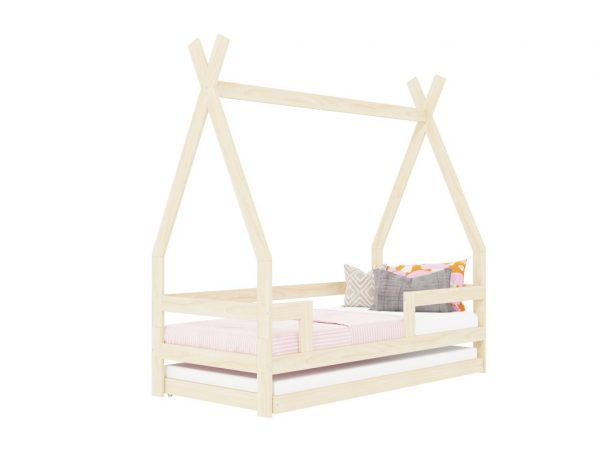 Benlemi SAFE en forma de tipi con tres protectores de cama y cama supletoria de 90x160 cm