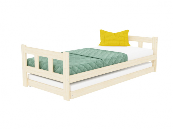 Benlemi FENCE de madera con cabecero y cama supletoria 80x160 cm