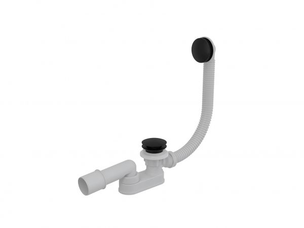 Besco sifón click-clack con rebosadero negro mate