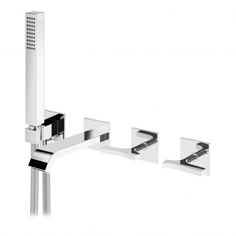Bruma Royale Mezclador empotrado Progressive con caño para bañera EdgeQ y juego de ducha de mano Quadra Cromo