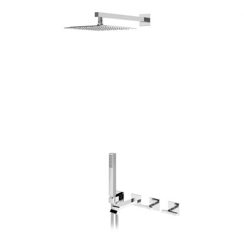 Bruma Royale Juego progresivo de bañera y ducha con ducha fija, juego de teleducha Quadra y codo de bañera EdgeQ Gunmetal