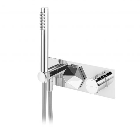 Bruma Utopia Mezclador termostático de 3 salidas con juego de ducha de mano, Gunmetal