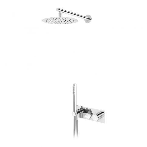 Bruma Utopia Juego de ducha empotrado termostático con cabezal de ducha de Ø250 mm y juego de ducha de mano, Niebla matutina