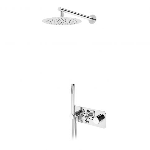 Bruma Navy Juego de ducha termostático con cabezal de ducha Ø250 mm y teleducha, Cromo