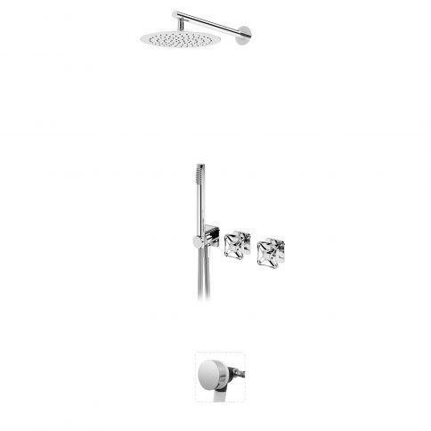 Bruma Navy Conjunto de baño-ducha progresivo con rociador de Ø250 mm, ducha de mano y llenador de bañera, Puesta de sol