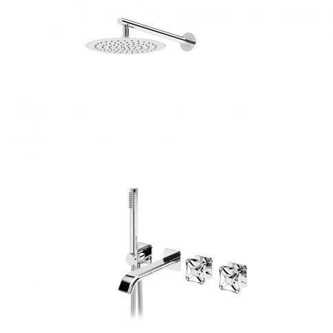 Bruma Navy Conjunto de baño-ducha progresivo con rociador de Ø250 mm, ducha de mano Elo y caño de bañera ZenS, Cielo nocturno