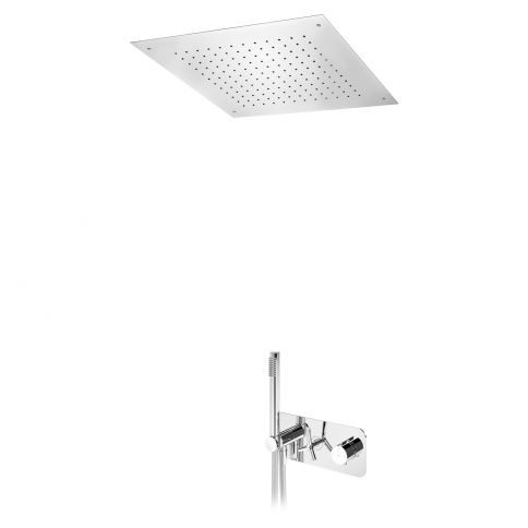 Bruma Genesi Juego de ducha termostático con ducha fija (Lluvia) y ducha de mano, Niebla matutina