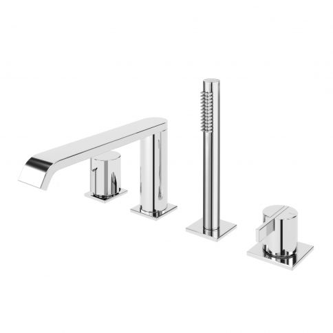 Bruma Breeze Mezclador de 4 orificios para bañera/ducha, Gunmetal
