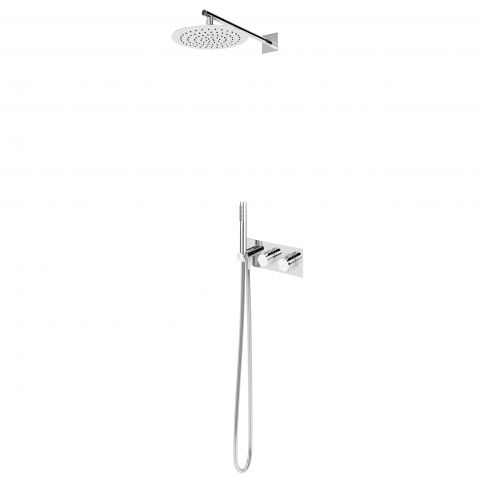 Bruma Breeze Conjunto de ducha termostático con rociador Ø250 mm y ducha de mano - VenusQ, Cromo
