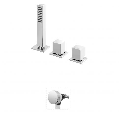 Bruma Adamastor Conjunto de baño-ducha con ducha de mano Quadra y llenado de bañera, Blanco puro