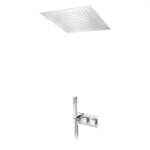 Bruma Adamastor Conjunto termostático Celsius con rociador (Lluvia) y ducha de mano, Cromo