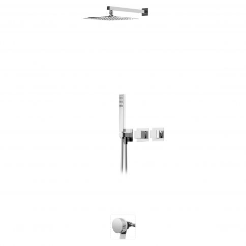 Bruma Adamastor Conjunto con rociador de 250x250 mm, ducha de mano Quadra и llenador de bañera, Gunmetal