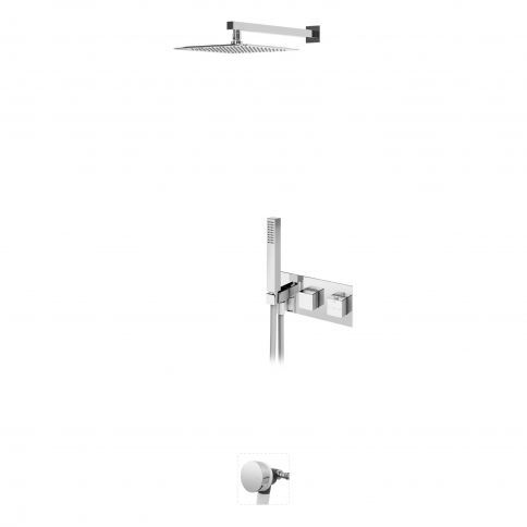 Bruma Adamastor Conjunto termostático Celsius con rociador de 250x250 mm, ducha de mano y llenador de bañera, Cielo nocturno