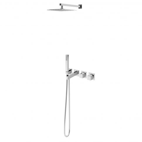 Bruma Adamastor Conjunto con rociador de 250x250 mm, ducha de mano Quadra y caño de bañera, Puesta de sol