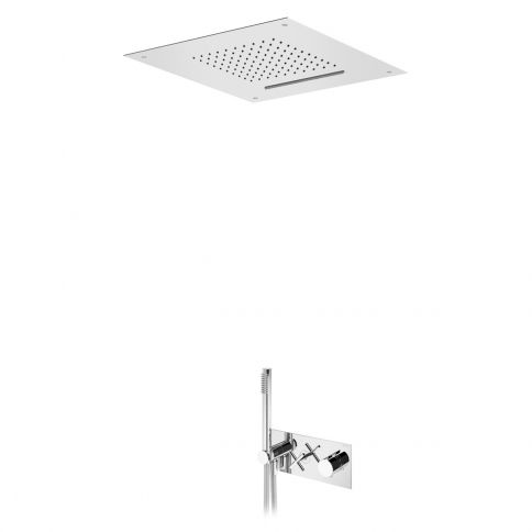 Bruma Hera Conjunto termostático con rociador superior (Lluvia/Cascada) y teleducha, Blanco Puro