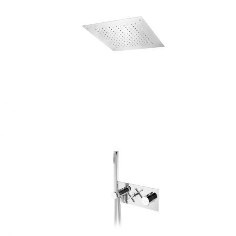 Bruma Hera Conjunto termostático con rociador superior (Lluvia) y teleducha, Blanco Puro