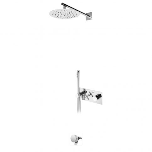 Bruma Hera Conjunto termostático de baño-ducha con rociador Ø250 mm, teleducha y llenado de bañera, Niebla Matinal