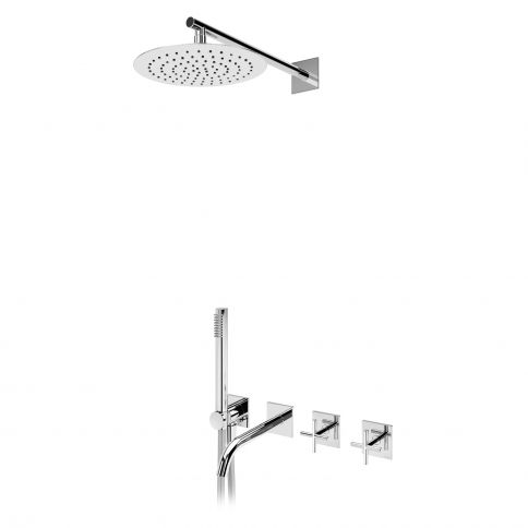 Bruma Hera Conjunto progresivo con rociador Ø250 mm, teleducha Elo y caño de bañera EloQ, Blanco Puro