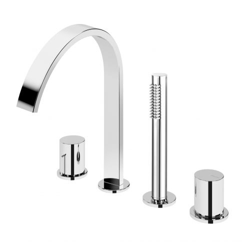 Bruma Avalon Mezclador de baño/ducha de 4 orificios, Gunmetal