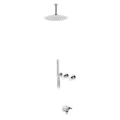 Bruma Avalon Conjunto de baño-ducha con rociador Ø250 mm, brazo de ducha a techo 100 mm, set de teleducha Elo y llenador de bañera, Puesta de sol