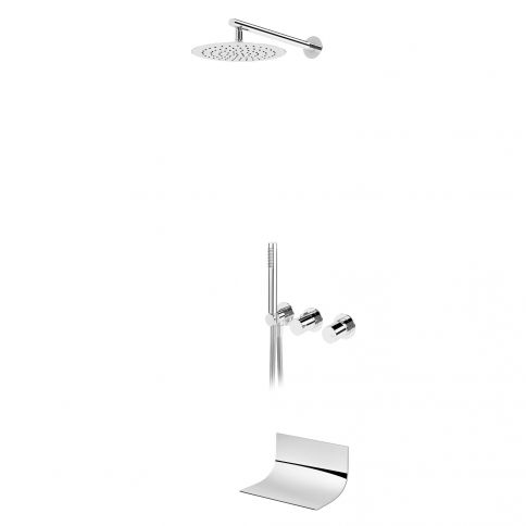 Bruma Avalon Conjunto de baño-ducha con rociador Ø250 mm, set de teleducha Elo y caño de cascada Luna, Blanco Puro