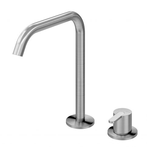 Bruma X-Alpha Mezclador de lavabo de 2 orificios, Acero inoxidable satinado