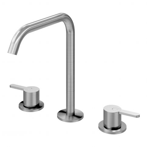 Bruma X-Alpha Mezclador de lavabo de 3 orificios, Acero inoxidable satinado