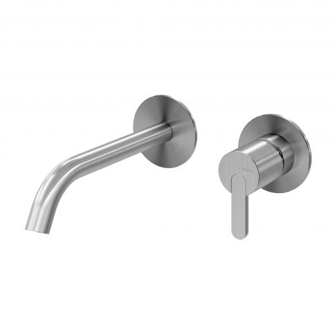 Bruma X-Alpha Mezclador de lavabo mural de 2 orificios, Acero inoxidable satinado