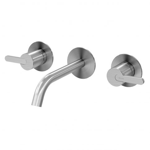 Bruma X-Alpha Mezclador de lavabo mural de 3 orificios, Acero inoxidable satinado
