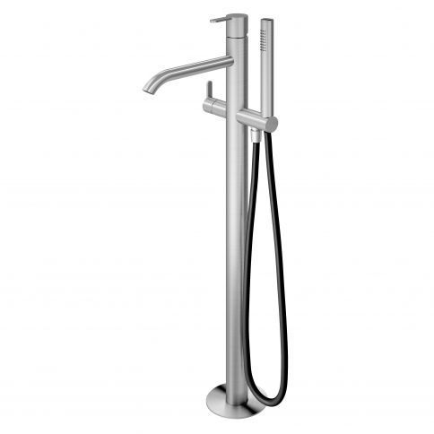 Bruma X-Alpha Mezclador de baño/ducha a suelo, Acero inoxidable satinado